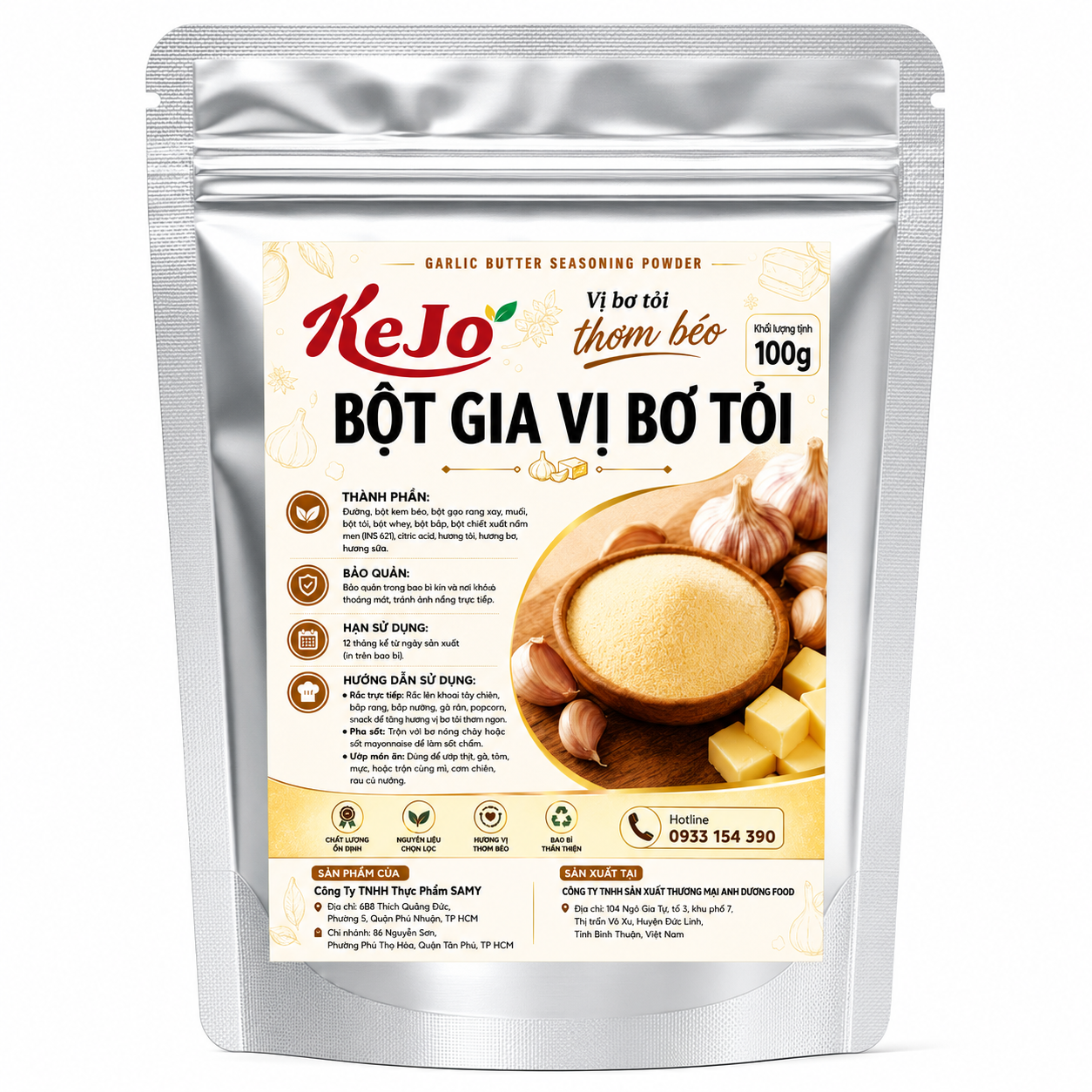 Bột Gia Vị Bơ Tỏi KeJo 100g